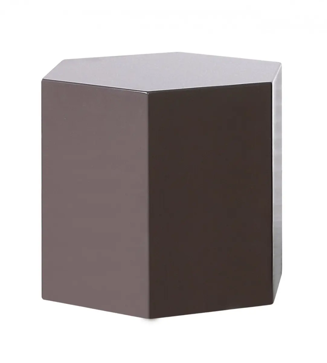 360 stand Modern High-Gloss Hexagonal End Table - Light Grey, Indoor Furniture Modern Accent Tables