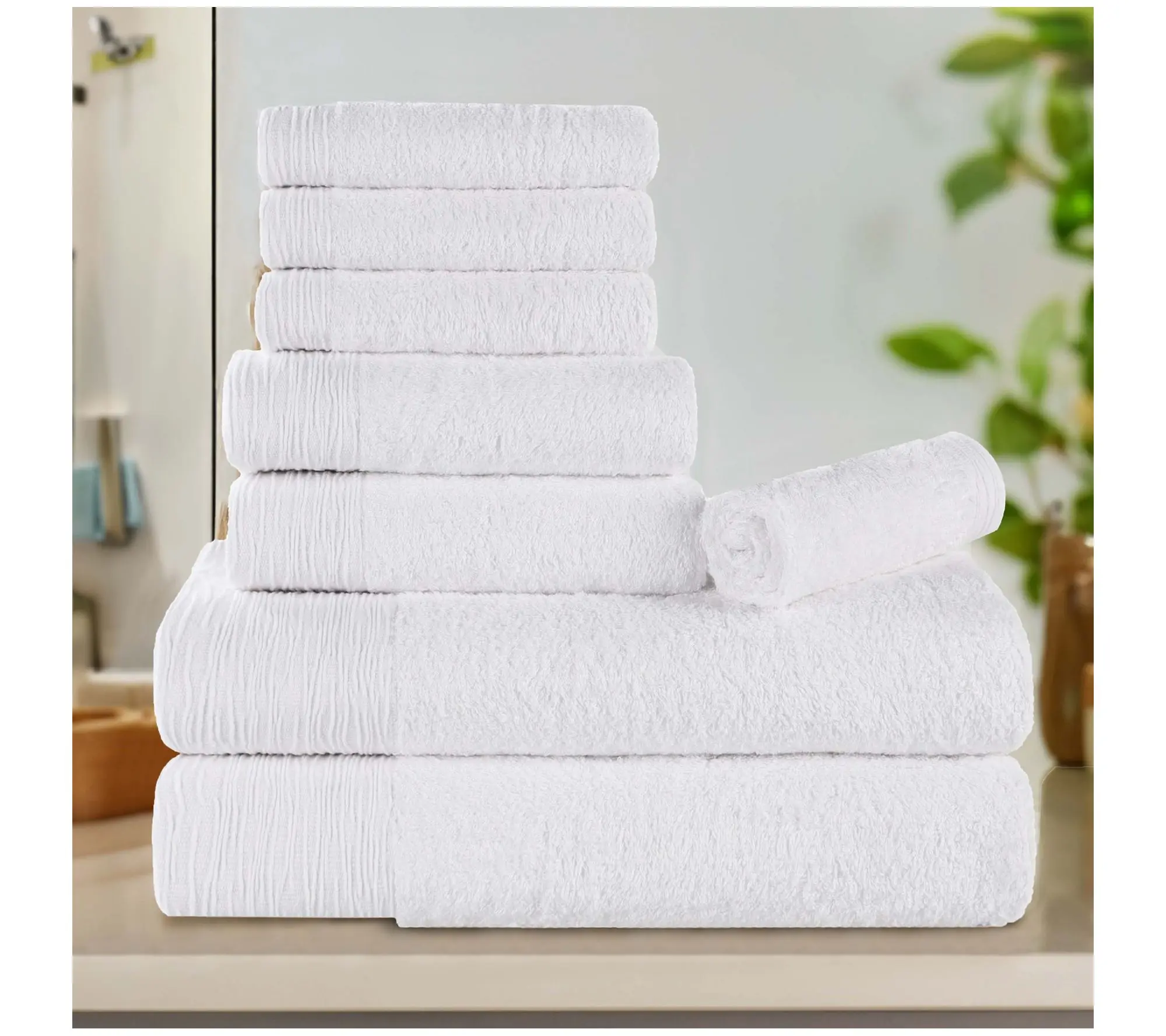 Superior Rayon made from Bamboo Solid 8-PieceTowel Set Superior Rayon made from Bamboo Solid 8-PieceTowel Set