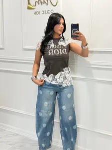 Polka Dots Jeans - Women's Casual Denim with Polka Dot Pattern