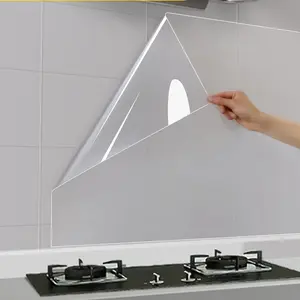 Plastic Static Adhesive Wall Protection Film, Waterproof Oil-Resistant Removable Film, Kitchen Tile Home Dorm Decor, No Glue Easy Clean, 118 Inches