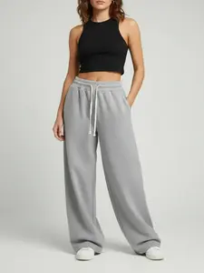 Women's Loose Fit Slimming Casual Sweatpants, Front Waist Tie Design Wide Leg Sport Pants, Drawstring Waist Athleisure, All-Season Fashion Joggers