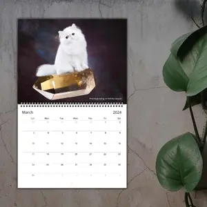 CAT CALENDAR 2024 | Cats Riding on Crystals Gemstones | Magical Kitten Lovers Gag Holiday Christmas Gift | Funny Stocking Stuffer Wall Art