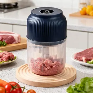Electric Garlic Chopper, 300 ml Portable Mini Food Processor, Cordless Vegetable & Onion Chopper with 4 Stainless Steel Blades for Garlic, Ginger, Chili, Meat & Fruit