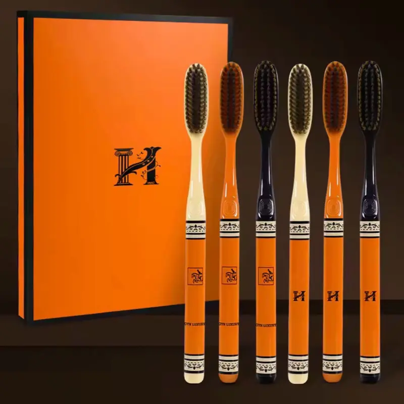6-Pack High-End Light Luxury Soft-Bristled Long-Head Toothbrushes for Adult Household Use