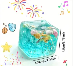 Ocean Squishy Cube - Fun Sensory Stress Relief Toy with Cartoon Sea Life & Ice Cream Elements