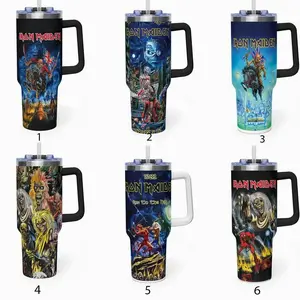 Iron Maiden 40oz Tumbler With Handle – Insulated Stainless Steel Travel Mug, Heavy Metal Fan Gift