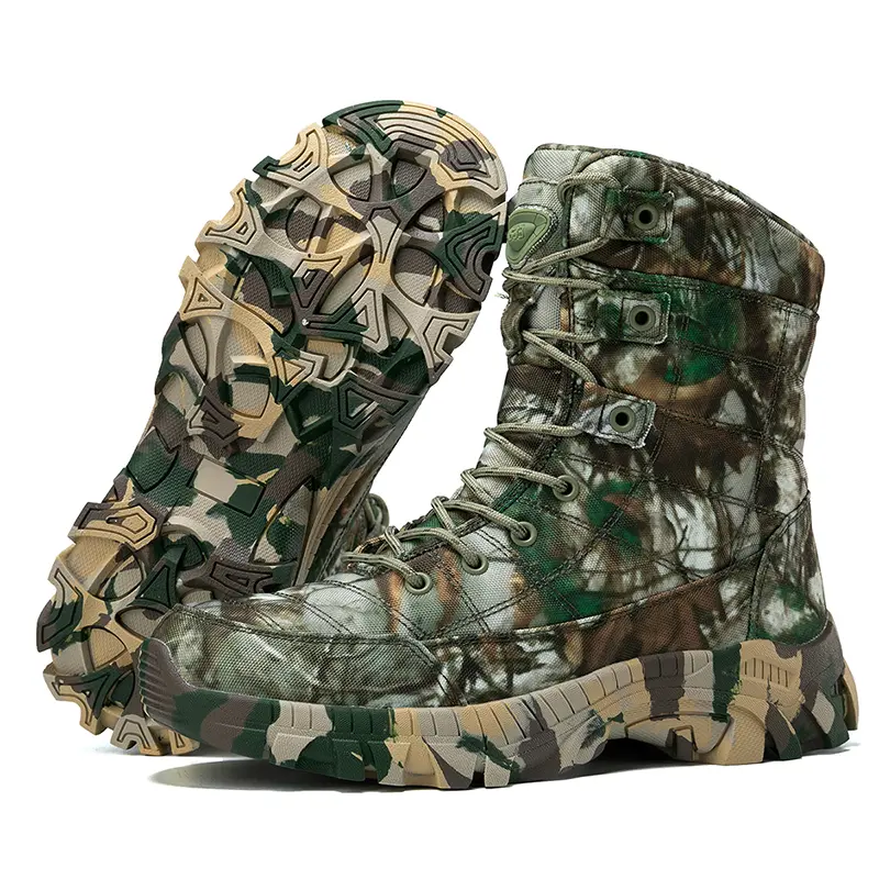 Men's Closed High-Top Military Tactical Boots - Lightweight, Non-Slip Outdoor Hiking Walking Shoes, Breathable Work Hunting Desert Footwear
