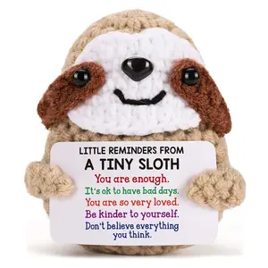 Hand-Knitted Sloth Doll: Positive Energy & Emotional Support Desktop Ornament