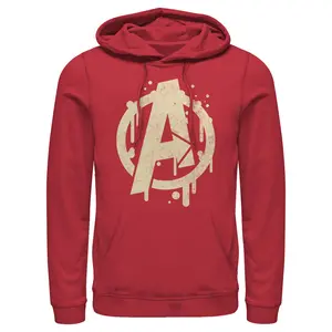 Men's Marvel Distressed Avenger Paint Splatter Logo Pull Over Hoodie