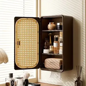 Space-Saving Wall-Mounted Bathroom Cabinet Organizer | Thick Plastic with Doors | No-Drill Install 🧺