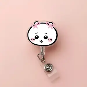 Chiikawa Badge Reel, Kawaii Anime ID Holder, Hachiware Usagi Momonga Nurse Badge Clip, Cute Retractable Teacher Gift