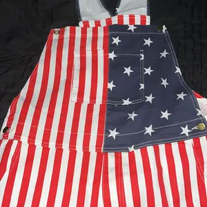 Yuanbang 4th of July American Flag Overalls Shorts for Men USA 250th Birthday Stretchy Denim Romper Memorial Day Coveralls Patriotic Gifts for Couples Father's Day Workwear Summer Jumpsuits Fashion Menswear Daily Outdoor Outfits SpringStatements