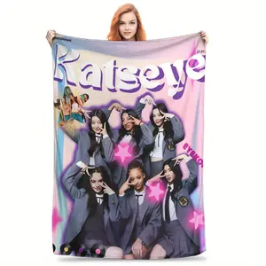 A gorgeous Katseye themed printed flannel blanket, soft, warm and durable, perfect for home or holiday party essentials, a great gift for fans