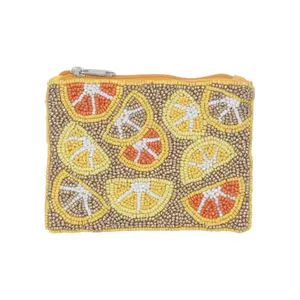 Orange Slices Themed Fully Beaded Coin Purse