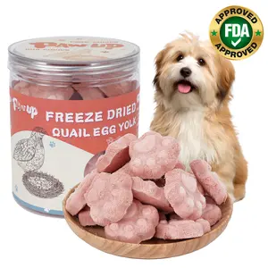 PAWUP Quail Egg Yolk Freeze-Dried Treats for Cats & Dogs – Natural, Cranberry Added, High-Protein Snacks for Coat & Urinary Health, 3.5oz