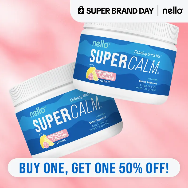 Nello Supercalm Tub (2-Pack): Calming Drink Mix with KSM-66 Ashwagandha, Vitamin D3, Magnesium & L-Theanine – Supports Cortisol Balance, Mood & Sleep, Helps Manage Occasional Stress – Tub (30 Servings) Mental Clarity Relaxation