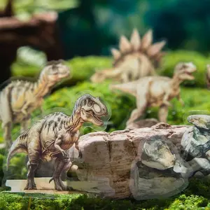 Dinosaur Pattern Sticker, 15pcs/set Waterproof Self Adhesive Decorative Sticker, DIY Decals for Scrapbooking, Journaling, Gift Wrapping