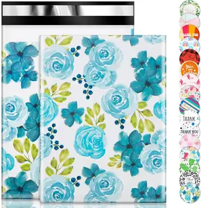 100 Pack Poly Mailers, 10X13 Envelopes Plastic Custom Mailing Shipping Bags, Poly Mailer Envelope With Self Seal Adhesive Strip - Waterproof & Tear-Proof Plastic - Blue Rose