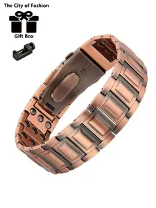 Fashion Men's Pure Copper Magnetic Bracelet, Adjustable Foldover Clasp, Comfortable Durable Gift Choice, Stylish Accessory