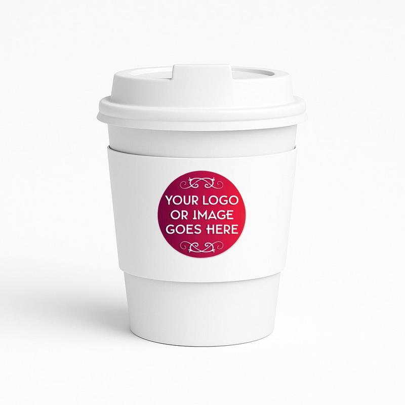 Custom Coffee Cup Sleeves - Your Logo & Image for Weddings & Events 8 oz & 10-16 oz Eco-Friendly Paper Sleeves for Coffee Bars and Favors