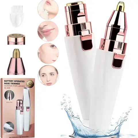 Women's Cordless Rechargeable Painless Precision Shaver - 2in1 Brow+Lip & Body Hair Removal Device, Portable Lip Line Precision Face Groomer