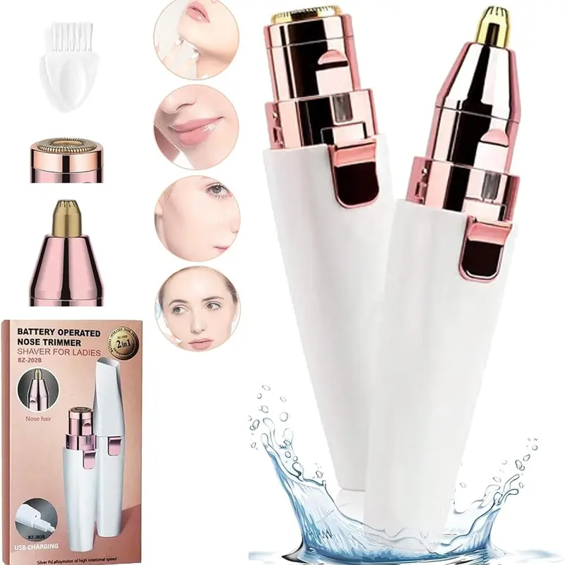 Women's Cordless Rechargeable Painless Precision Shaver - 2in1 Brow+Lip & Body Hair Removal Device, Portable Lip Line Precision Face Groomer