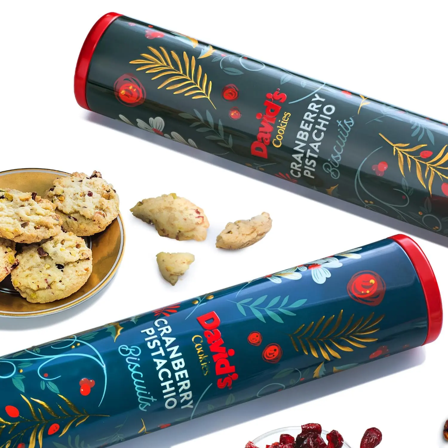 DAVID'S COOKIES Cranberry Pistachio Biscuits, Sweet and Savory Snack Cookies with Pistachios, 2 Pack