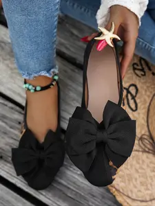 Elegant Women's Flat Shoes with Bow Decor, Fashion Leopard Print Casual Flats, Comfortable Non-Slip, Large Size, All Seasons Wear Footwear, Bowknot Design Shoes