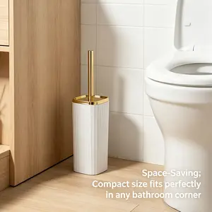 New Home Essential Toilet Brush Set, Long Handle Electroplated, No-Dead-Corner Cleaning, Bathroom Cleaner, Bathroom Cleaning Tool, Bathroom Supplies, Stylish and Practical