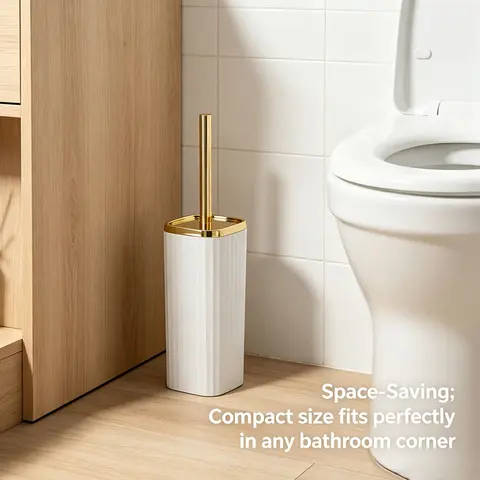 New Home Essential Toilet Brush Set, Long Handle Electroplated, No-Dead-Corner Cleaning, Bathroom Cleaner, Bathroom Cleaning Tool, Bathroom Supplies, Stylish and Practical