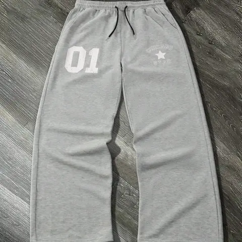 Men's Number Print Drawstring Waist Sweatpants, Casual Regular Fit Pocket Jogger Pants for Fall & Winter, Men's Trousers for Daily Wear