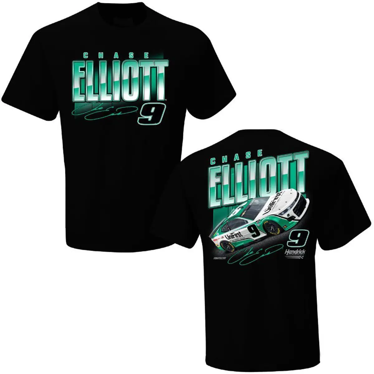 2023 CHASE ELLIOTT #9 UNIFIRST NASCAR CUP BLACK T-shirt Cotton Fabric