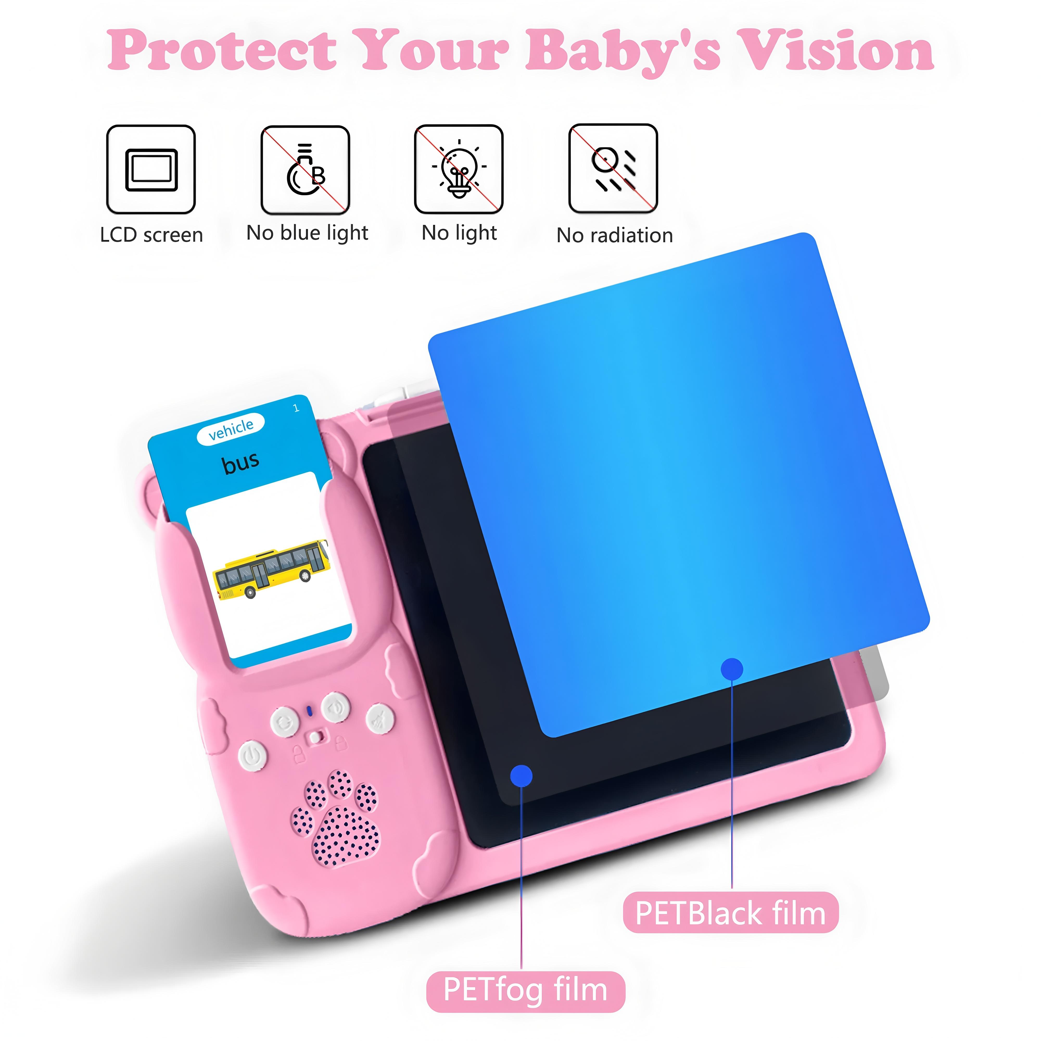 KidGenius Spanish-English Toddler Flash Card Learning Machine 8.5 Inch LCD 510 Vocabulary Bilingual Learning Portable Design Interactive Sound Effects Autism Therapy Gift