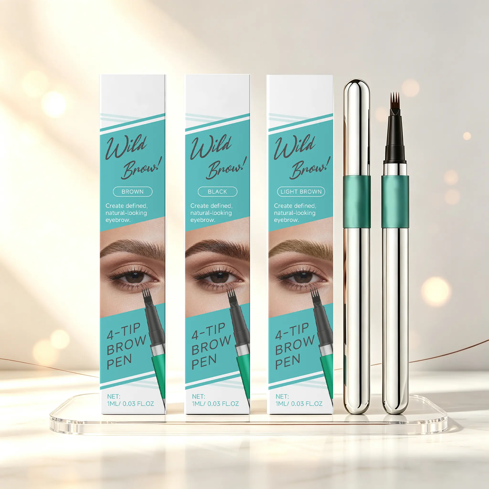 4-Prong Fine Tip Eyebrow Pencil, Natural Brow Definer with Buildable Color, Long Wear Brow Makeup for Precise Lines and Daily Touch Ups
