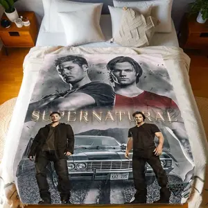 A Cozy Flannel Blanket Featuring a Design of Supernatural Dean And Sam, Perfect for All Seasons - an Ideal Gift for Use on Beds, Sofas, in The Office, Or Outdoors.