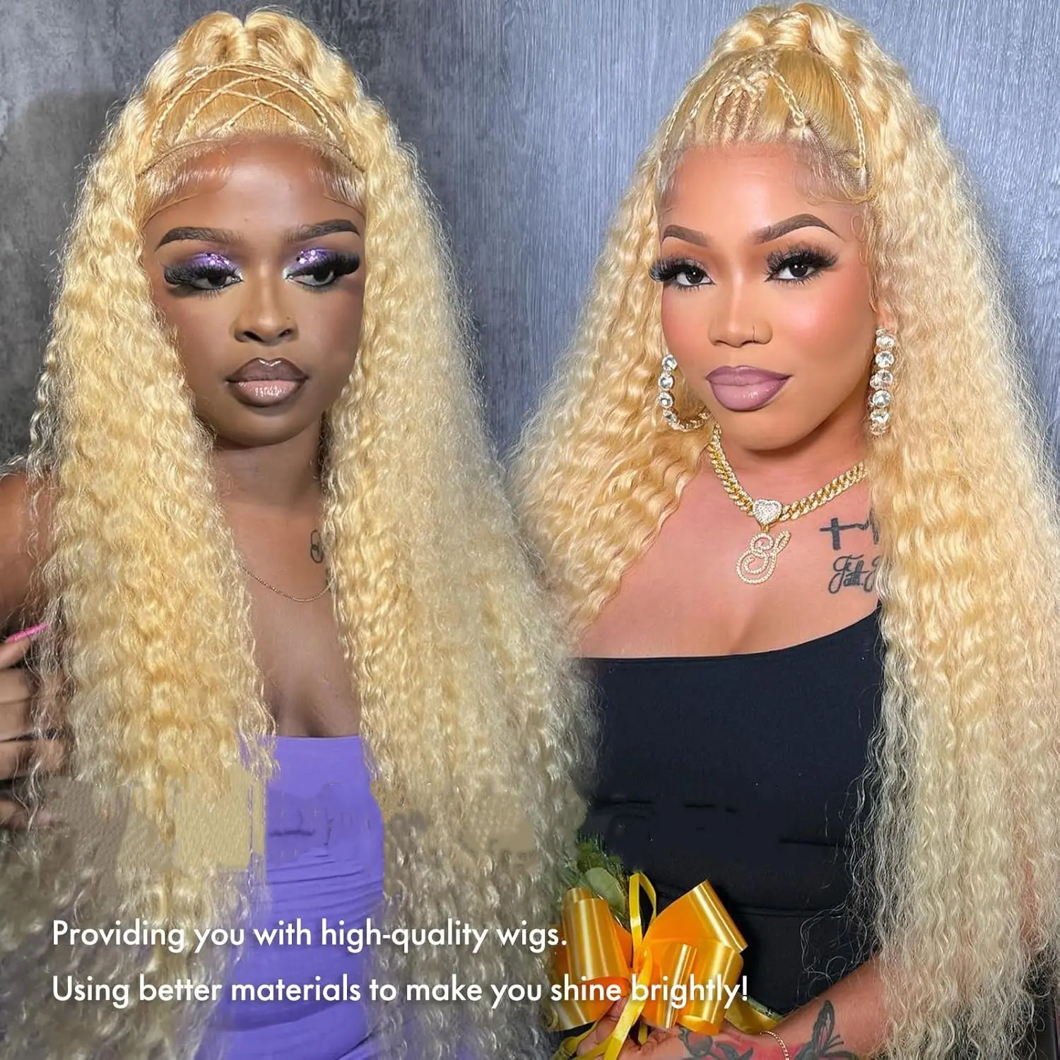 613 Lace Front Wig Human Hair Blonde Deep Wave 13x6 HD Lace 