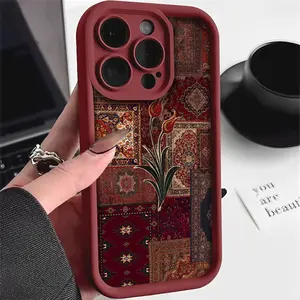 Retro Art Style Collage Phone Case with a Red Tulip Pattern for Iphone Models 16/16Pro/16Promax/16Plus/15/15Plus/15Pro/15Promax/14/14Plus/14Pro/14Promax/13/13Pro/13Promax/12/12Pro/12Promax/11/11Pro/11Promax/7/8Plus/Xr/Xs/Xsmax, Made of High-Quality Matte