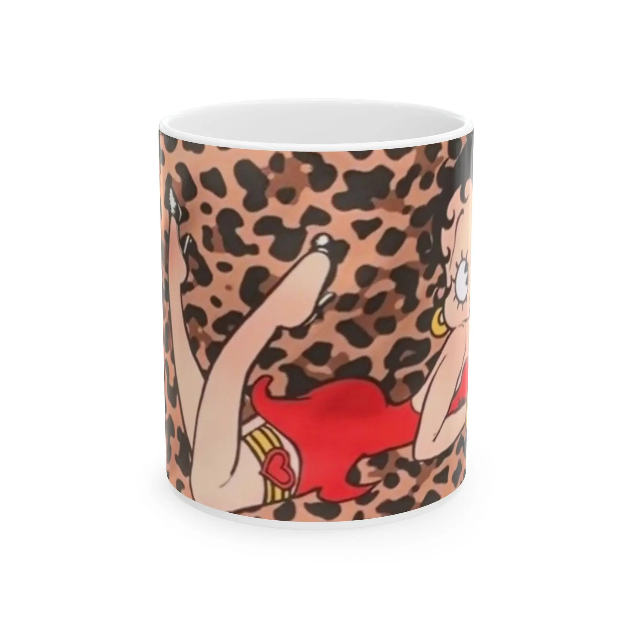 Pinup Woman Leopard Print Mug | Retro Pin-Up Illustration Ceramic Mug