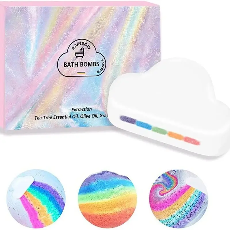 Rainbow Cloud Bath Salt Balls, Moisturizing Bubble Bath, Tea Tree Essential Oil, Soothing Body Wash, Body Care, Perfect Gift Choice, Relaxing Bath Experience, Body Care Products