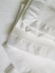 HANDMADE SATIN TRIM blanket, 100% Cotton Toddler, Lovey, Stroller Blanket,Comfort Blanket, Handmade, Vintage inspired, sensory pocket design