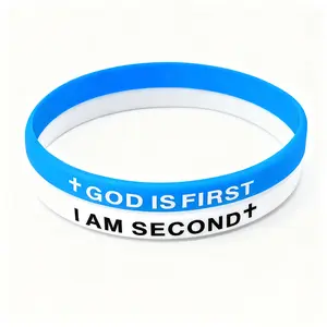 God Is First Bracelet, Christian Religious Faith GOD IS FIRST IM SECOND Rubber Silicone Bracelet Engraved Inspirational Bible Verses Cross for Women Men Gifts