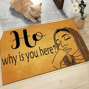Letter & Girl Pattern Door Mat, 1 Count Non-slip Soft Floor Mat, Decorative Carpet for Home Living Room Bedroom, Home Decor, Unique Rugs, Geometric Graphic Rug