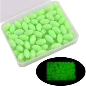 100pcs 10mm x 18mm Glow Oval Hard Floating Green Luminous Fishing Beads Eggs Fishing Lures Baits Fishing Tackle Rig Floating Tools