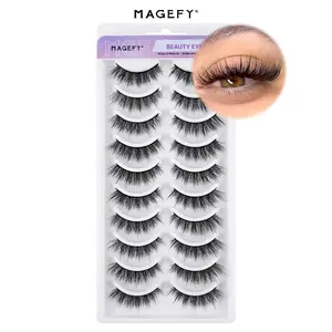 MAGEFY 10 Pairs of Natural False Eyelashes, Lightweight and Slim Lash Strips for Party,Easy to Apply, Manga-Style Eyelashes for Women