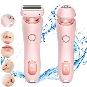 2 in 1 Women's Electric Hair Trimmer, Dual-Head Waterproof Rechargeable Shaver, USB Chargeable for Body, Face, Underarm & Leg Hair Removal