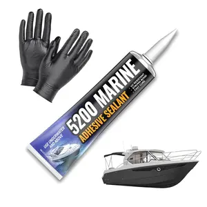 Fast-Cure High-Bond UV-Resistant Underwater Marine Adhesive Sealant for Boats, Hulls, Decks, and RVs - with Gloves, Nozzle, White 3 oz