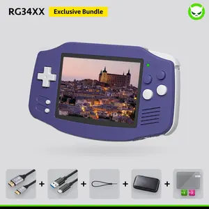Anbernic RG 34XX Handheld Game Console【Buy 1 Get 1 HDMI 4K Cable+1 Fancy Case+1 Type-C Cable+1 Screen Protector+1 Lanyard】3.4-inch IPS Full-view Angle 720*480 H700 Quad-core ARM Cortex-A53 LPDDR4 1GB Ready to Play Gift Package
