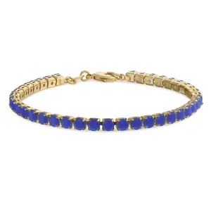 Classic 12CTW Prong Basket Set Solitaire Round Cubic Zirconia Cabochon CZ Tennis Bracelet Gold Plated 7.5 Inch