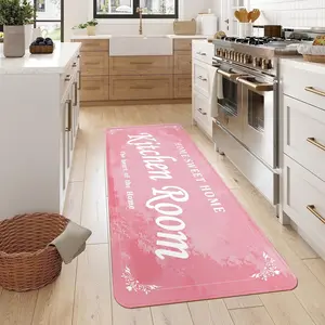 Non-Slip Comfortable Washable Foldable Kitchen Runner Rug, Text Design Laundry Mat, Home Decor Carpet for Kitchen Porch Balcony Bathroom