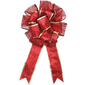 Christmas Tree Topper Bow,Christmas Bowknot Ornaments,Christmas Decorations(Red)